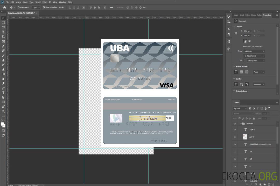 Albanie Carte visa de la Banque unie d'Albanie template Albanie Carte visa de la Banque unie d'Albanie template